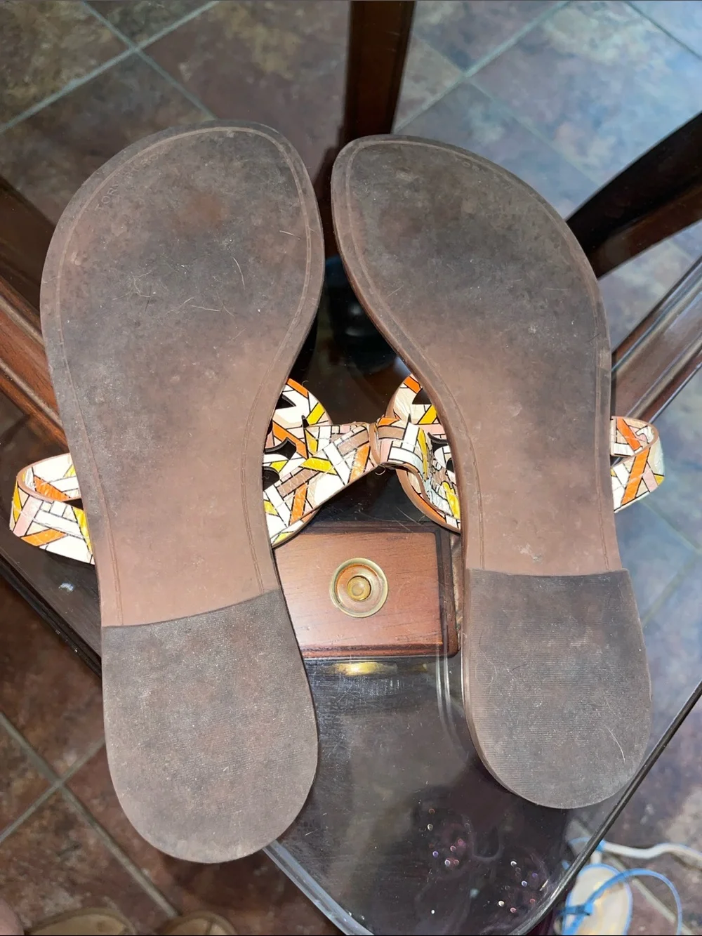 Tory Burch Multicolor Patterned Miller Logo Slide Sandals